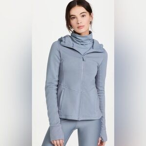 ALO YOGA Foundation Zip Hoodie bluish grey color steel blue size Small